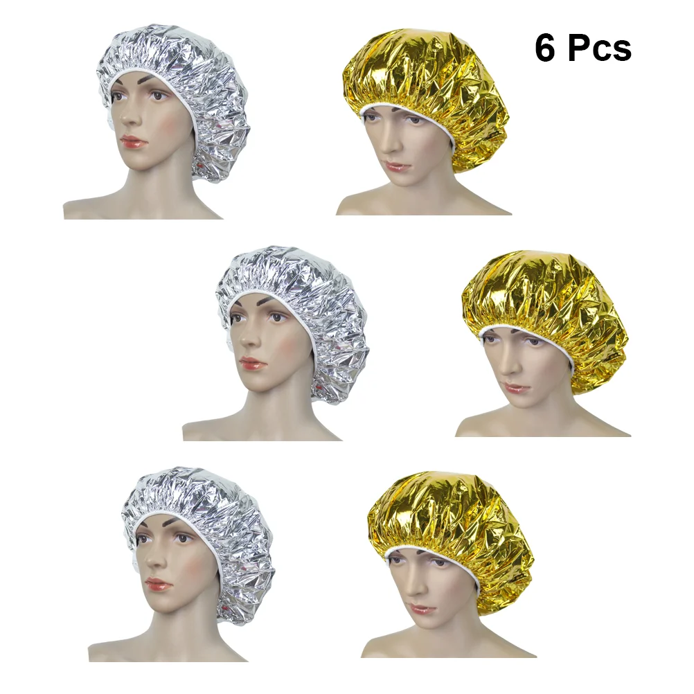 

Cap Hair Foil Aluminum Conditioning Deep Processing Caps Salon Heat Reusableshower Dye Silver Thermal Elastic Spa Bath Treatment