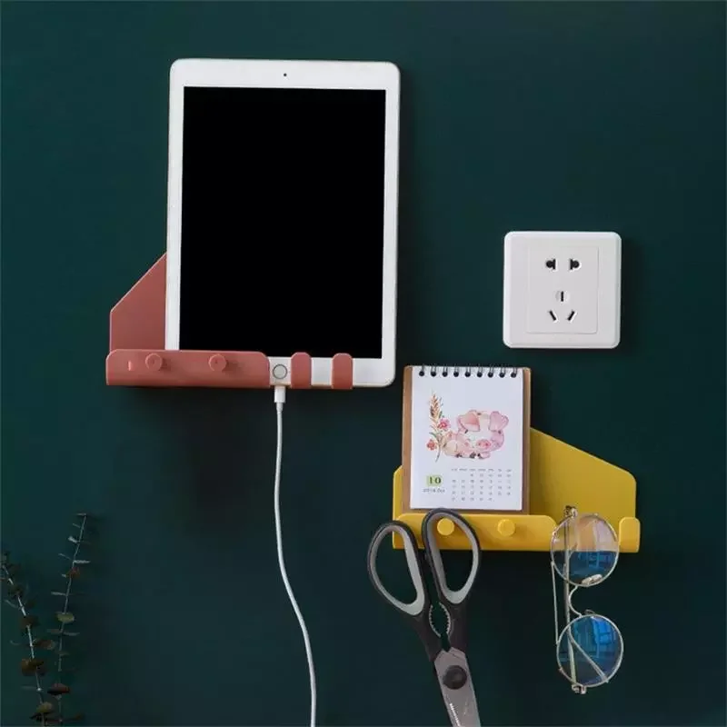 

Self-adhesive Tablet Mobile Phone Charging Holder Multifunctional Wall Mounted Organizer Plug Earphone Cable Cord Hanging Hook