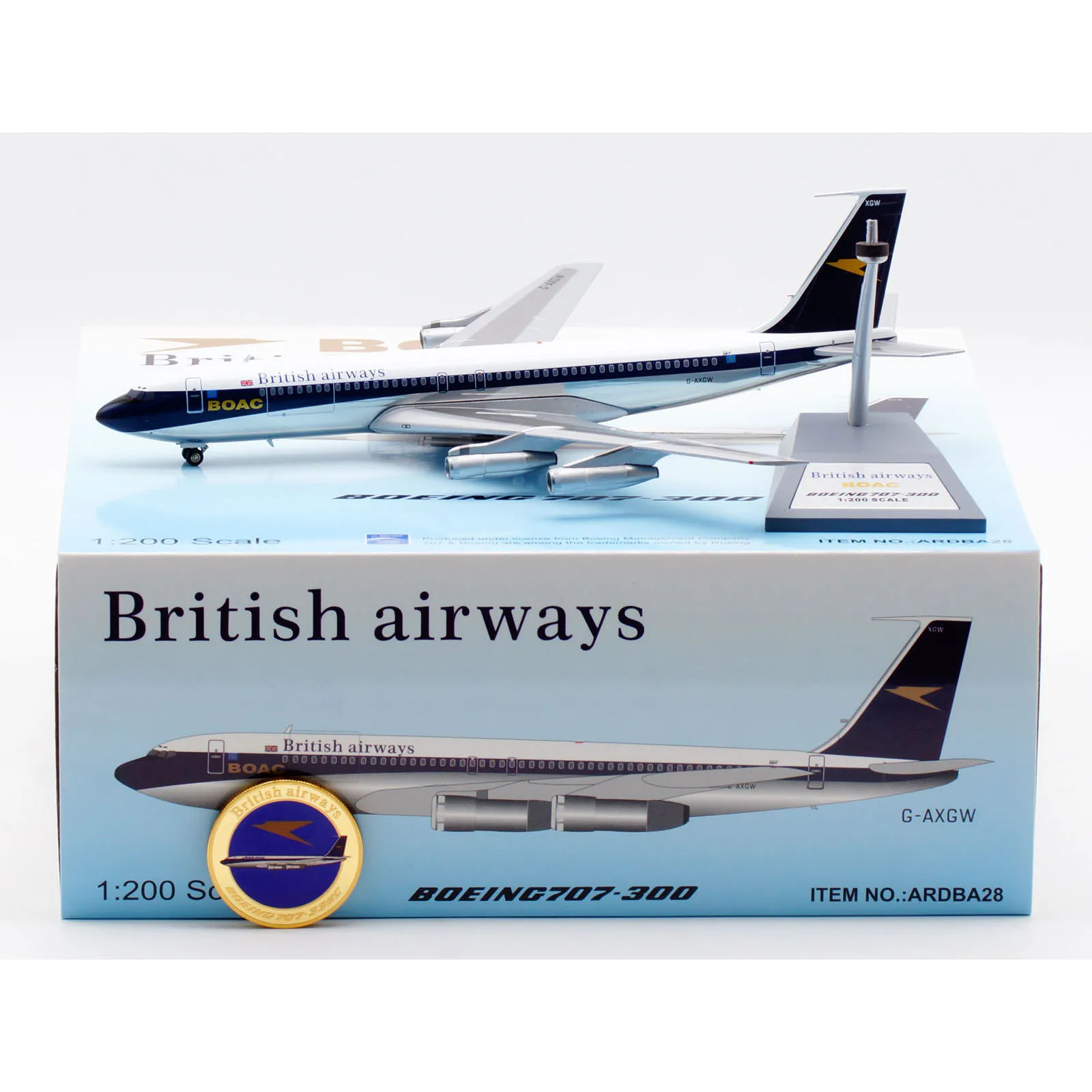 Коллекционный самолёт ARDBA28 из сплава, подарок, Ард 1:200, британские дыхательные пути, Боинг, брикет, литый самолёт, модель бриллианта с монеткой