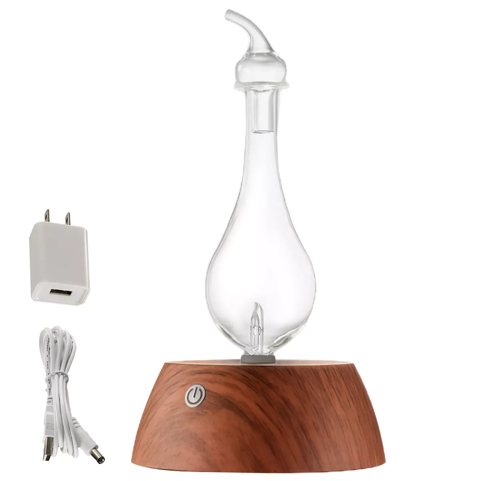 

20ml Wood Grain Aromatherapy Machine Adjustable Essential Oil Diffuser Glass Vase Diffuser with Colorful Light Aroma Diffuser