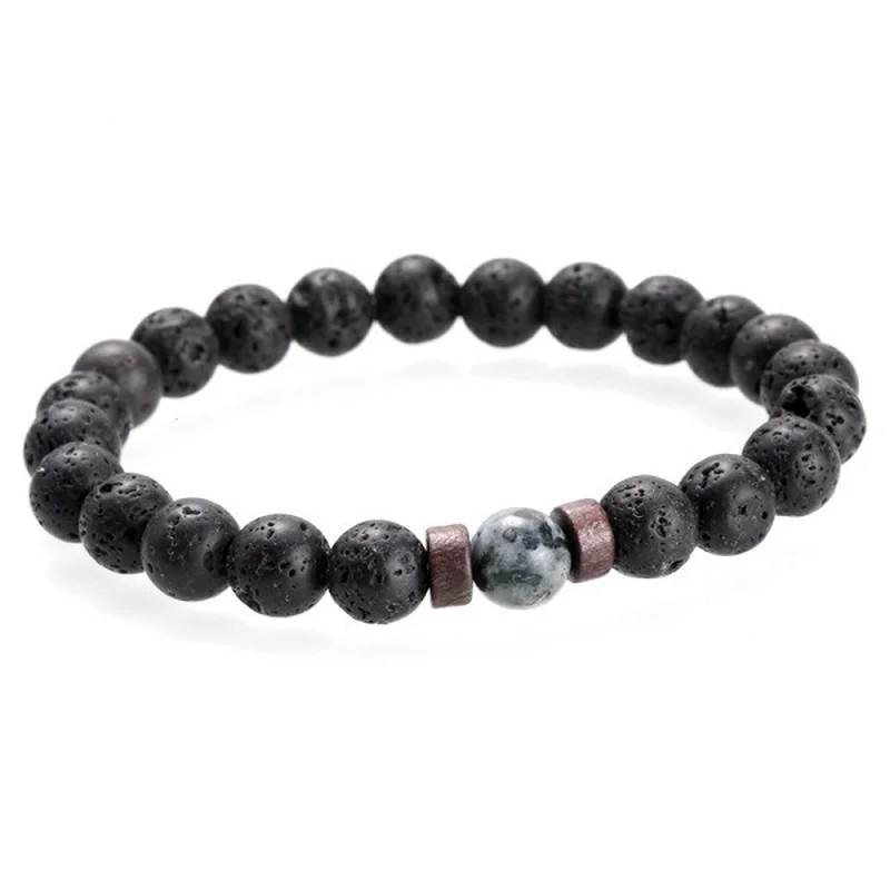 

Fashion Men Volcanic Stone Bracelet Natural Moonstone Beads Jewelry Obsidian Beaded Vintage Boho Evil Eye Charm Rock Bracelets