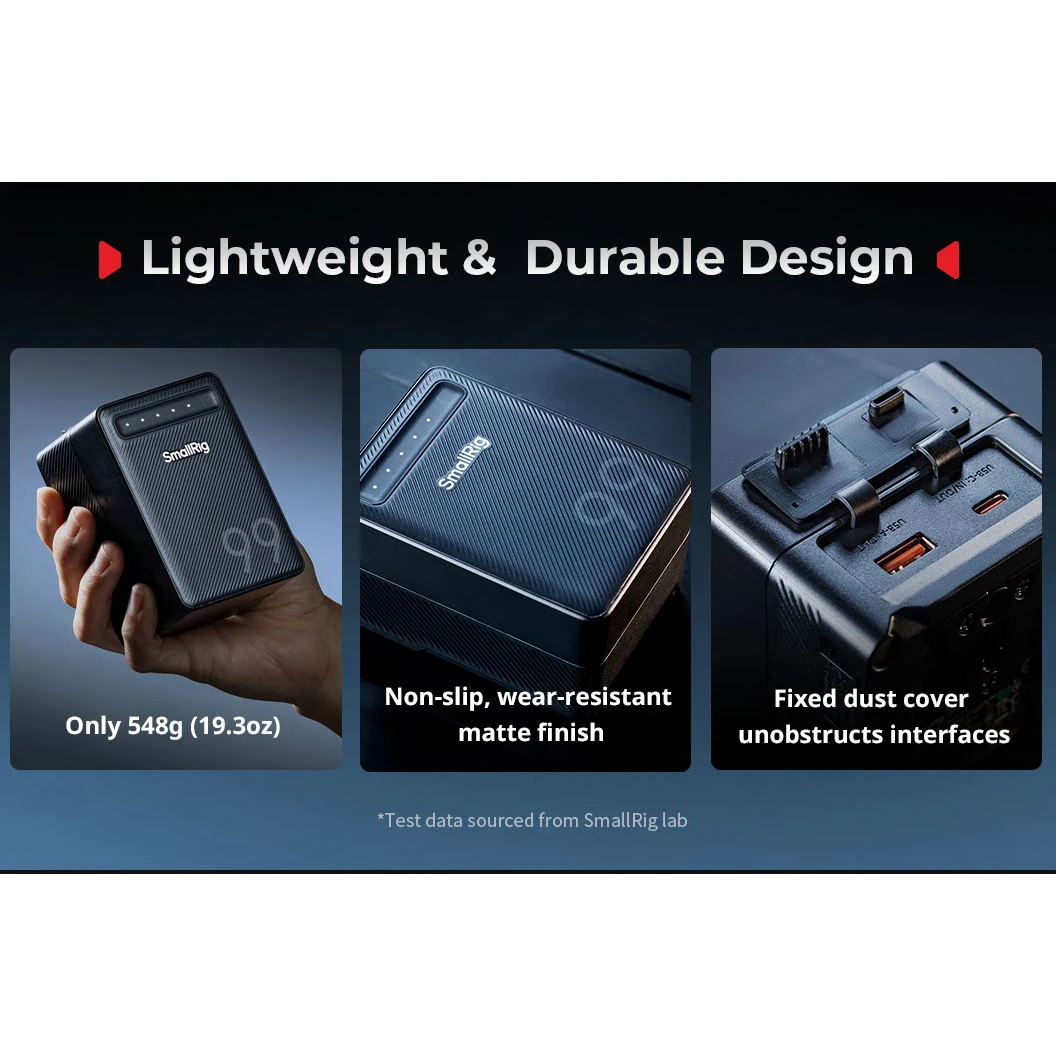 Фото SmallRig VB99 Lite Mini V Mount Аккумулятор 14,54 В 6800 мАч 99 Втч Power Bank с быстрой зарядкой 65 Вт для камеры телефона с подсветкой COB №4
