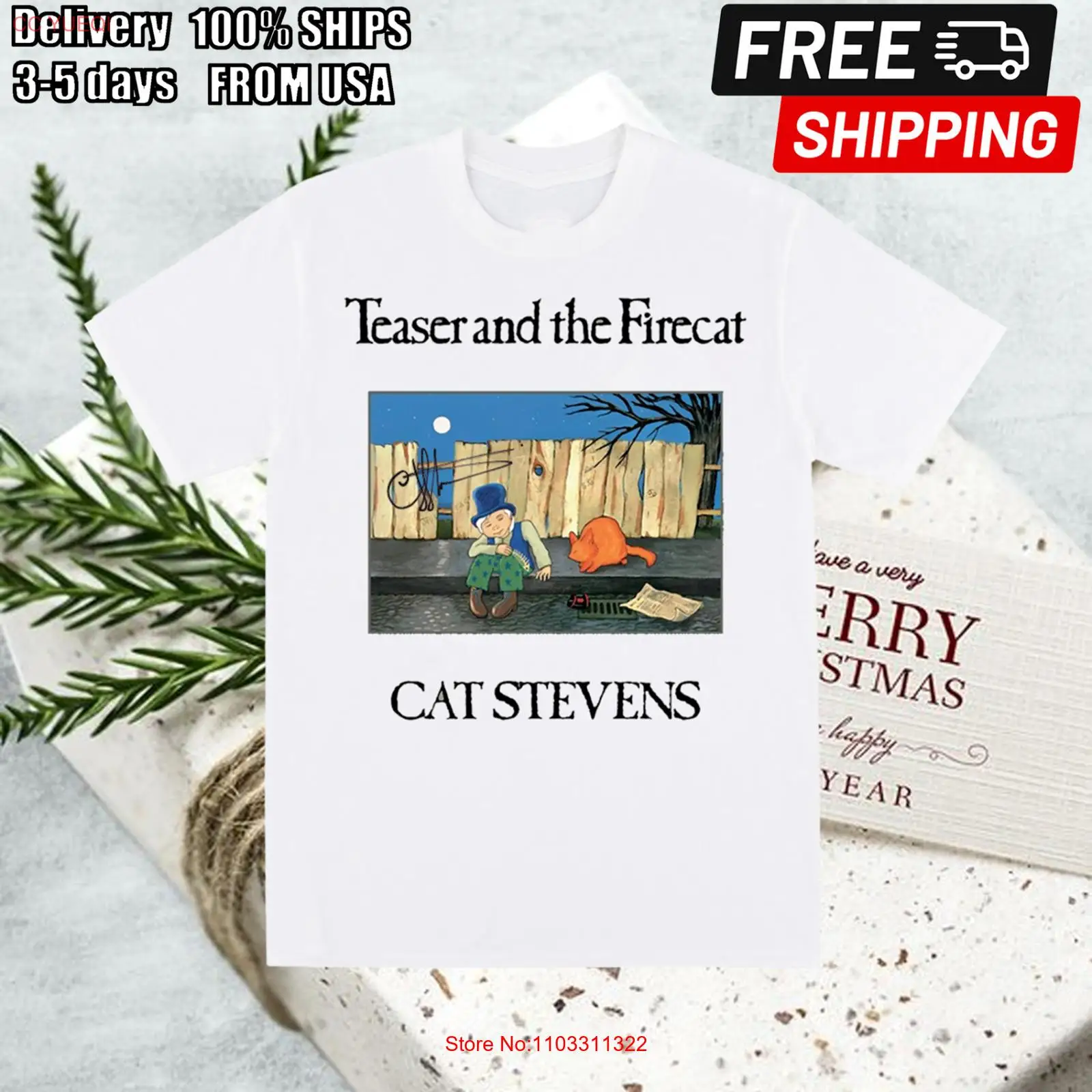 Рубашка Cat Stevens Teaser and the Firecat Классическая белая унисекс S-5XL