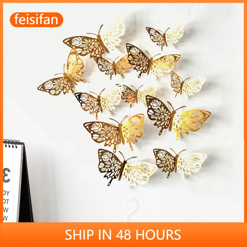 

Flying Hollow Butterfly Home Decoration Festival Party Layout Cardboard Butterfly Hollow Rose Wandaufkleber Home Wall Decoration