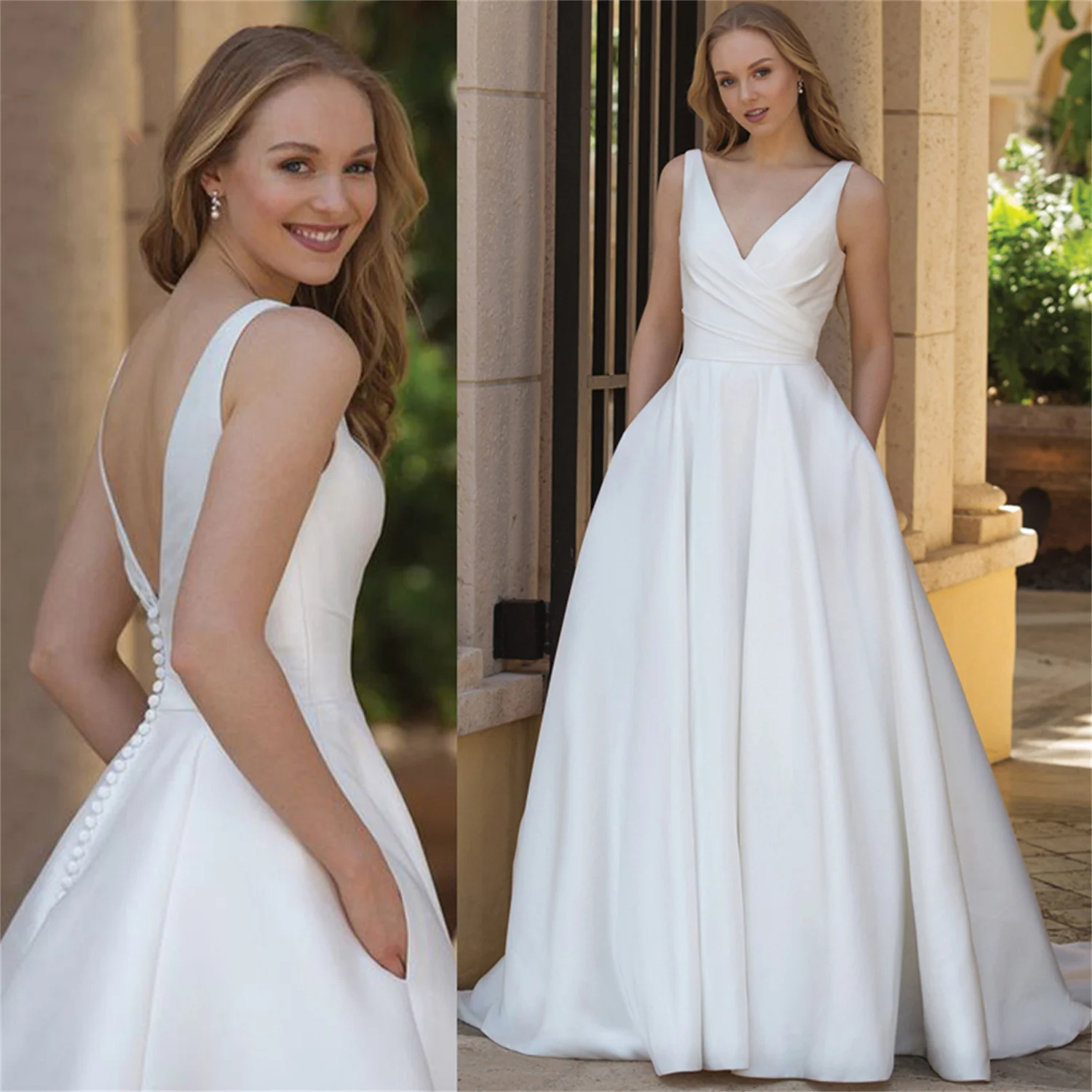 Женское вечернее платье с V-образным