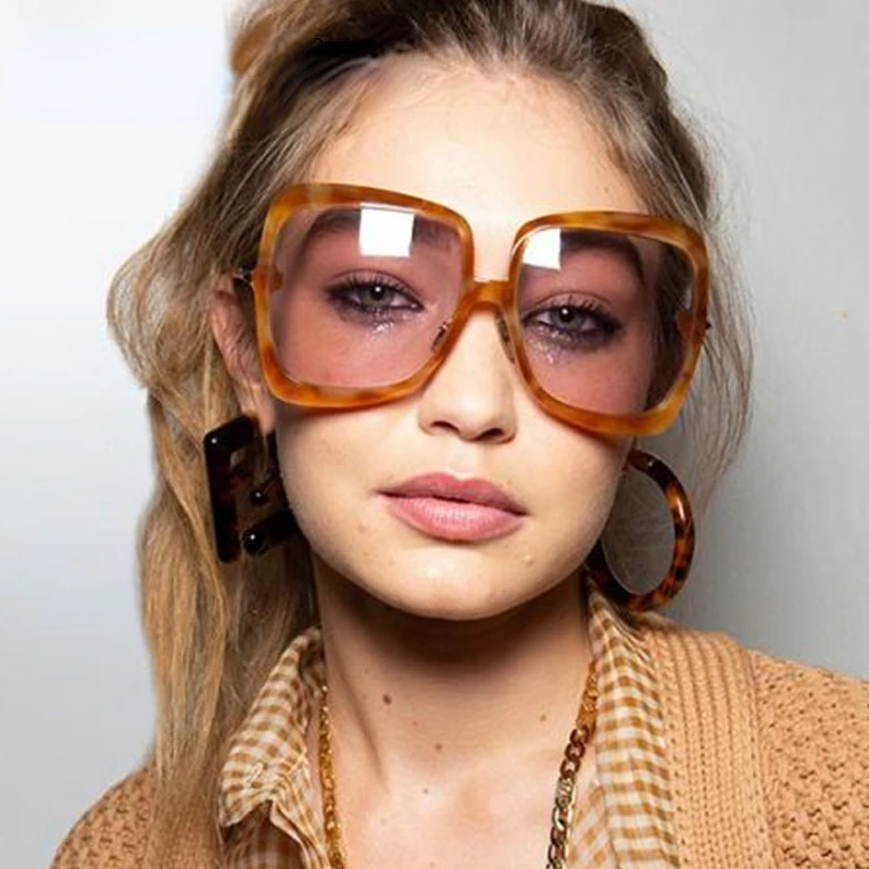 

Retro Oversized Sunglasses Women 2022 Brand Design Vintage Square Fashion Big Large Grain Frame Sun Glasses shades Female