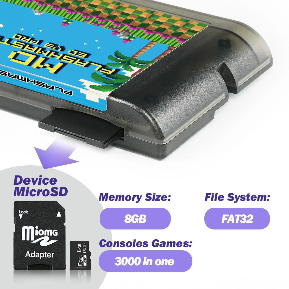 Карта MD V3 Pro 3000 в 1 с 8 ГБ TF-картой Игровая карта для игровой консоли SEGA Genesis Mega Drive