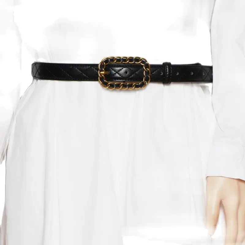Fashion women buckle can not stop the beauty of retro versatile belt girls Korean fashion Retro Leather thin belt