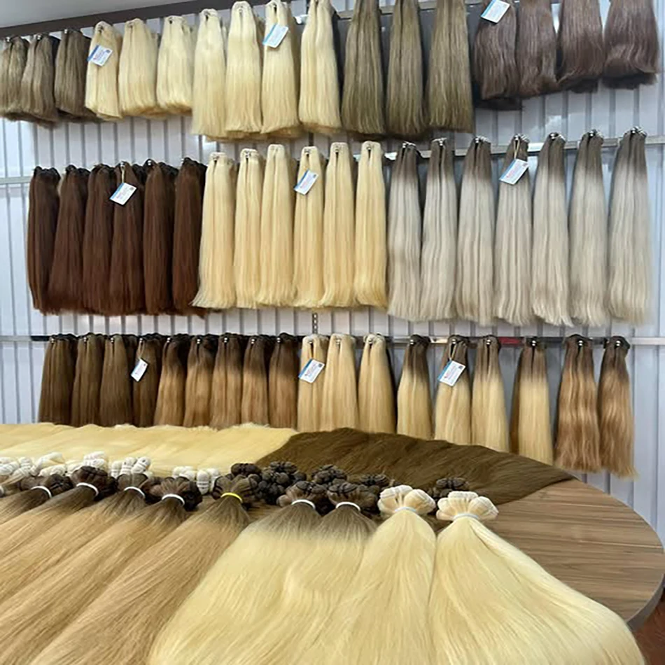 Фото Shinehair, оптовая продажа, прямые человеческие волосы, 100% настоящие человеческие волосы для наращивания, 16А, натуральный черный пучок волос, блондинка 613 №1