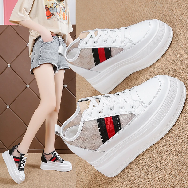 

2022Women's Sneakers Heightening Casual Breathable Sport Design Vulcanized Shoes Wedges Fashion Female Footwear Zapatillas Mujer