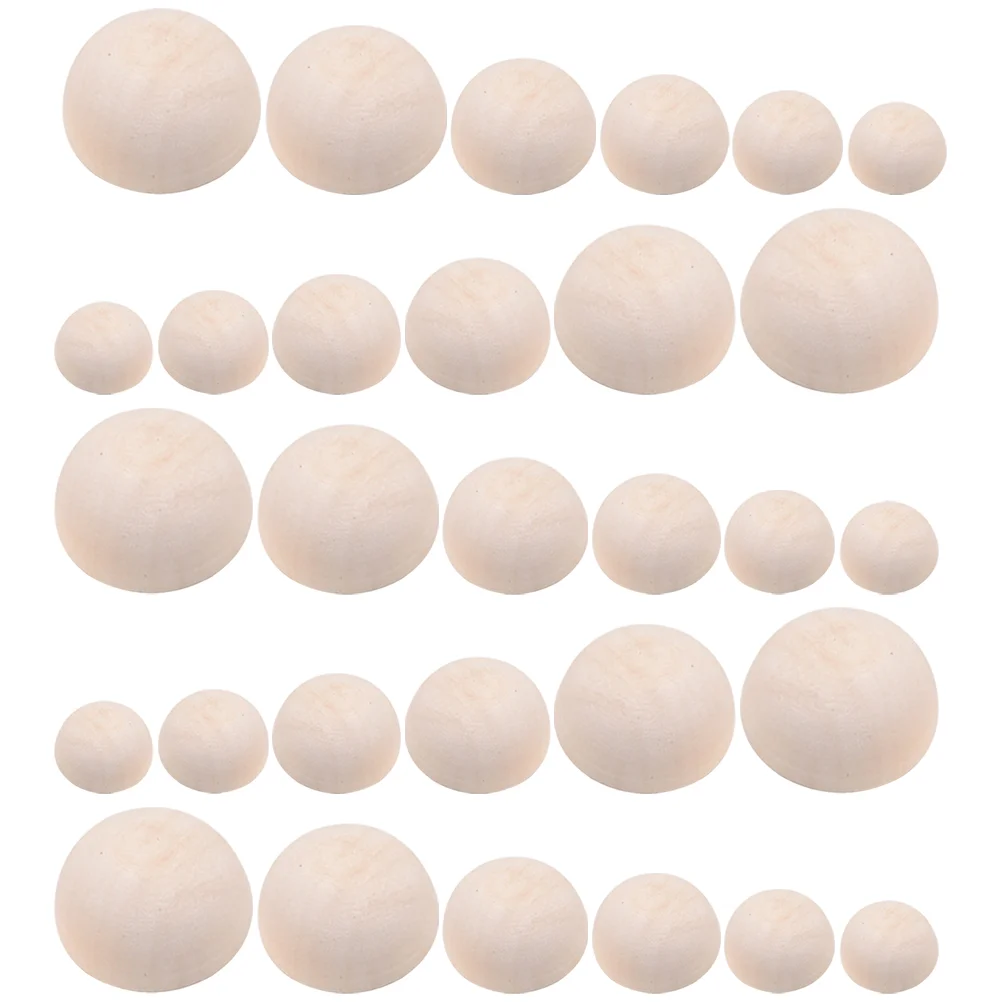 

500Pcs Half Wooden Beads DIY Unfinished Wood Balls Hemisphere Wood Craft Balls Dome Bead