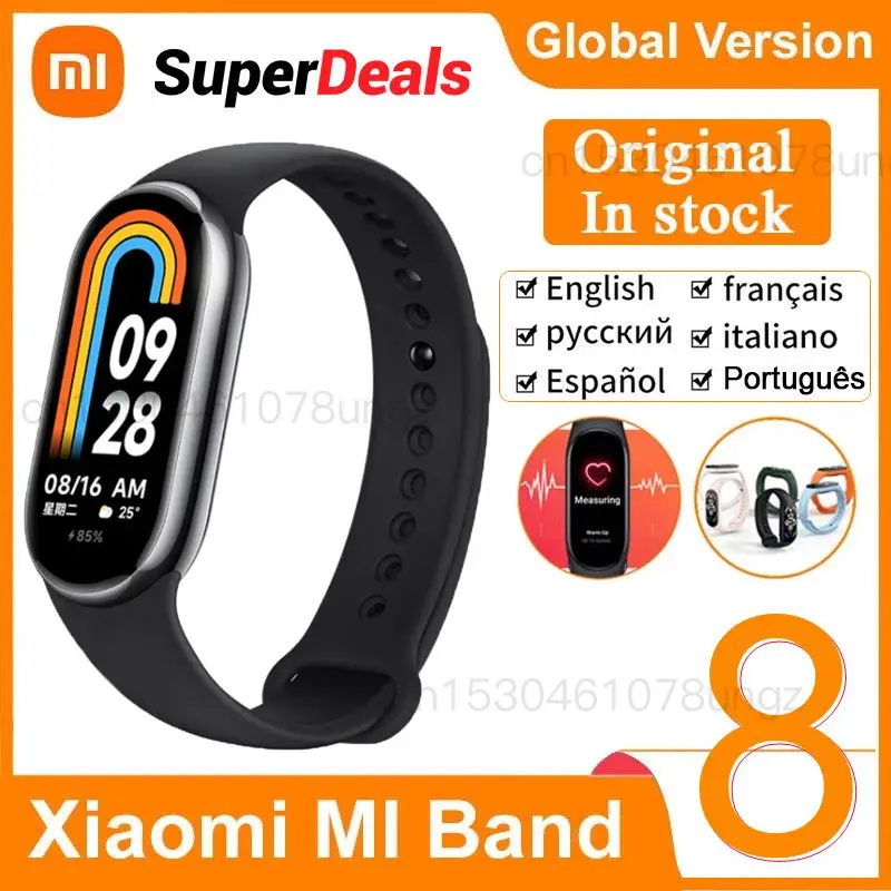 

Смарт-браслет Xiaomi Mi Band 8, водонепроницаемый, с экраном AMOLED 1,62 дюйма