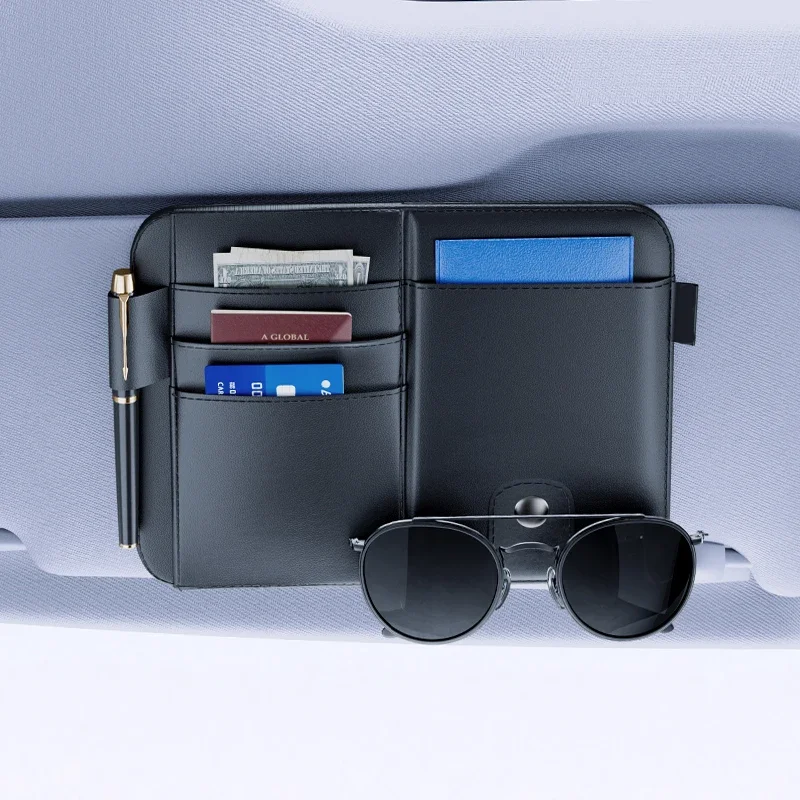 Автомобильный солнцезащитный козырек зажимы для очков кожаный органайзер ручек