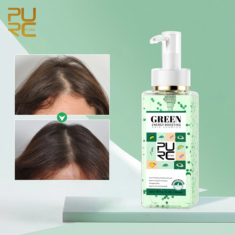 

PURC Green Energy Shampoo Repair Dry Damaged Frizzy Anti Dandruff Itch Hair Loss Scalp Treatment Hair Care Beauty Health 200ml
