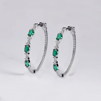 new gorgeous green cz hoop earrings for women wedding engagement party noble accessories full cubic zirconia fashion jewelry