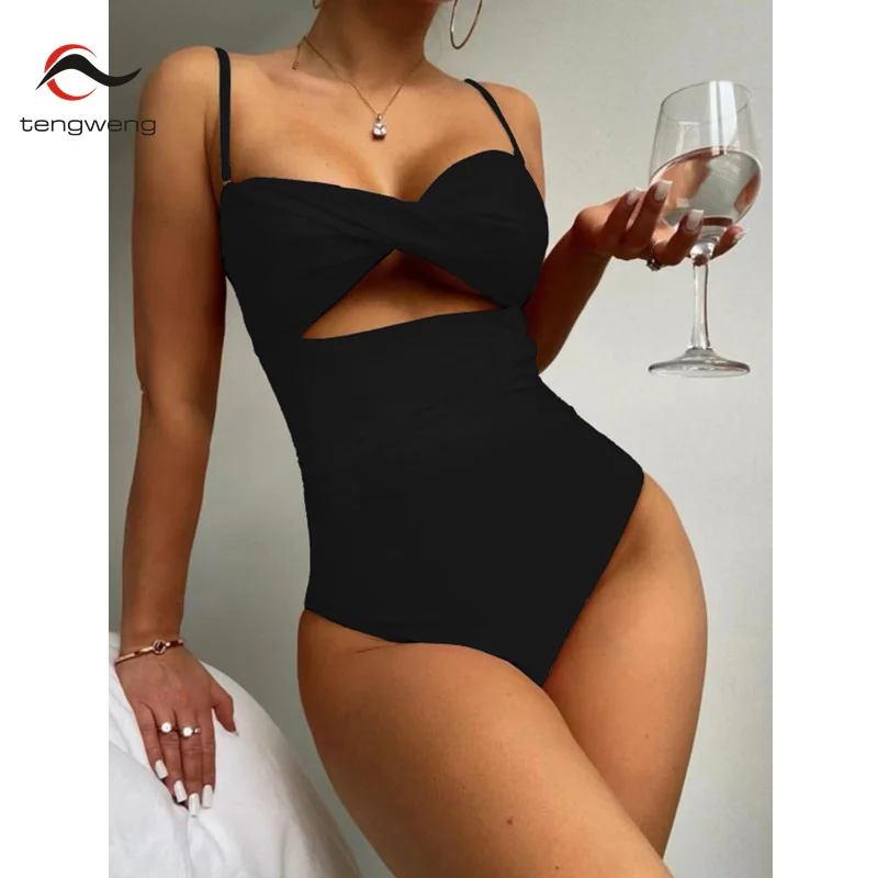 

TENGWENG Sexy One Piece Swimsuits Hollow Out Swimsuit Woman Push Up Bathing Suit Monokini Beachwear Women Swimwear Bath Suits