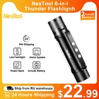 Фонарик Mijia Xiaomi Youpin Nextool 6-в-1, светодиодный фонарик с сигналом тревоги, масштабируемый фонарик, аккумулятор для мобильного телефона, для кемпинга