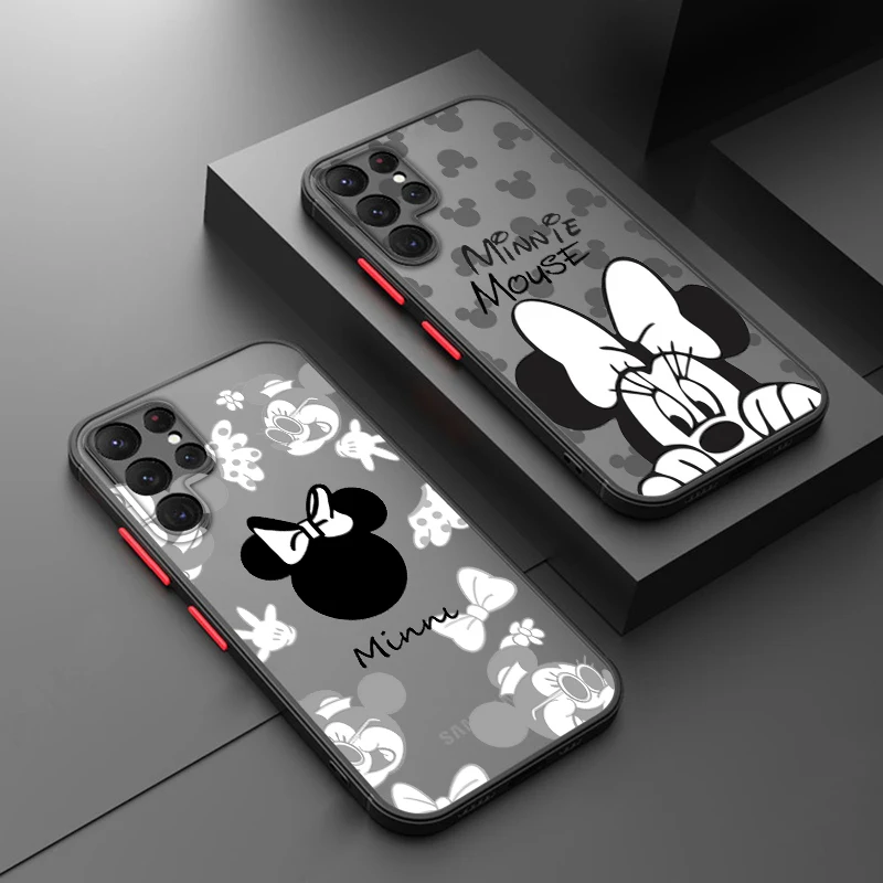 

Mickey Minnie Anime For Samsung Galaxy S23 S22 S21 S20 S10 Note 20 10 FE Plus Ultra Lite Frosted Translucent Phone Case Fundas