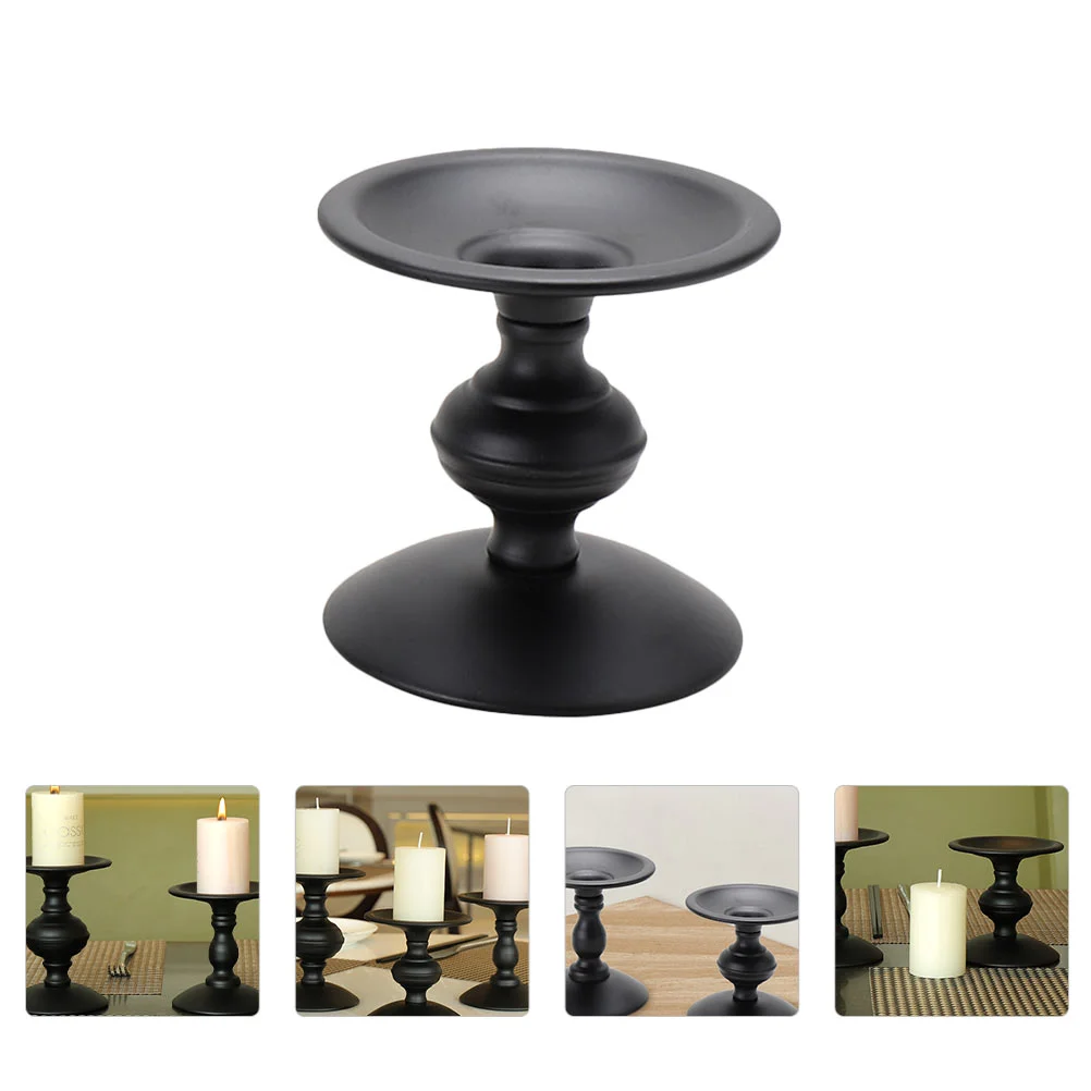 

Holder Candlestick Holders Stand Decorative Table Taper Iron Black Candlelight Mantel Retro Handlesimple Gift Housewarming Stick