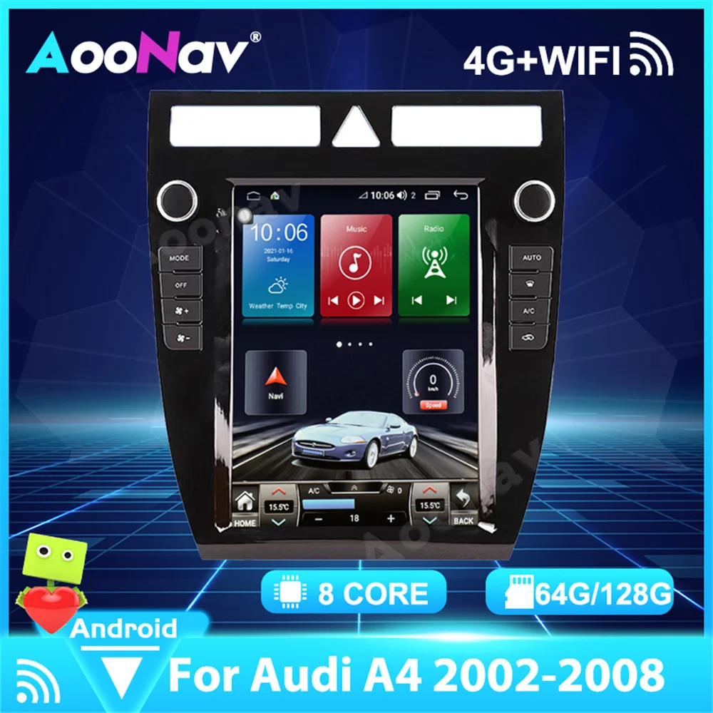 

For Audi A4 2002-2008 Android 10.0 64G 128G Car Multimedia GPS Navigation Radio Player Wireless Carplay Stereo Receiver