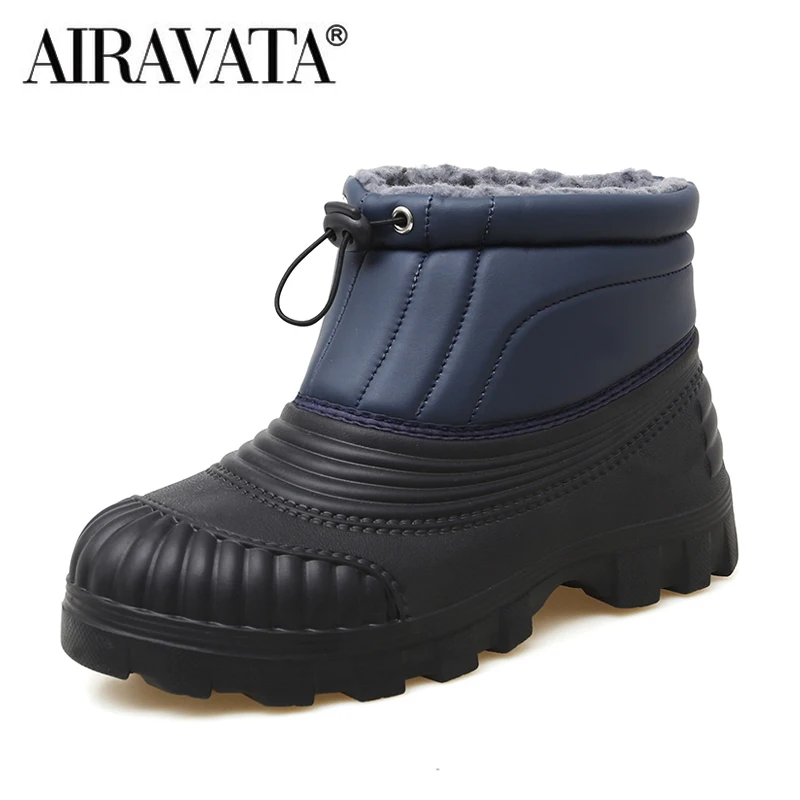 Men Boots Winter Plush Warm Snow Shoes Comfortable Life Waterproof Mens Leather Sneakers Male Boots