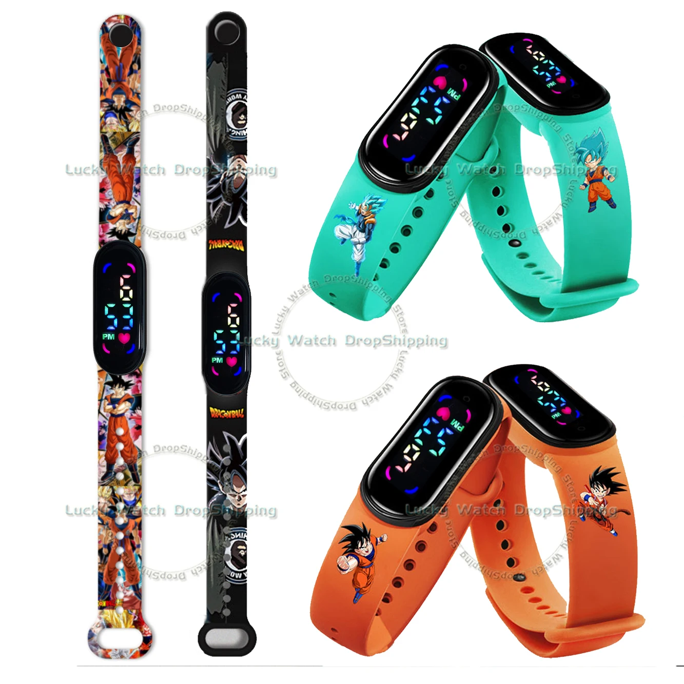 

Dragon Ball Super Cartoon Led Waterproof Watch Anime Digital Silicone Luminous Watch Anime Bracelet for Kid Boy Girl Men Gift