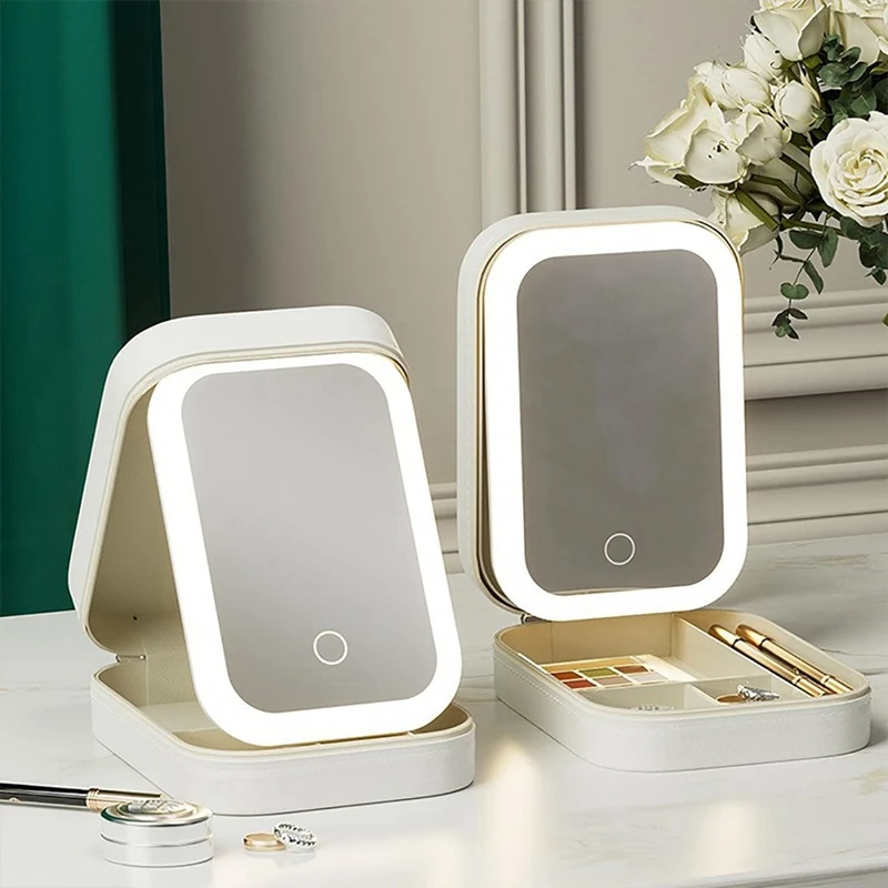 Дорожное зеркало для макияжа BMBY с подсветкой компактная косметичка со