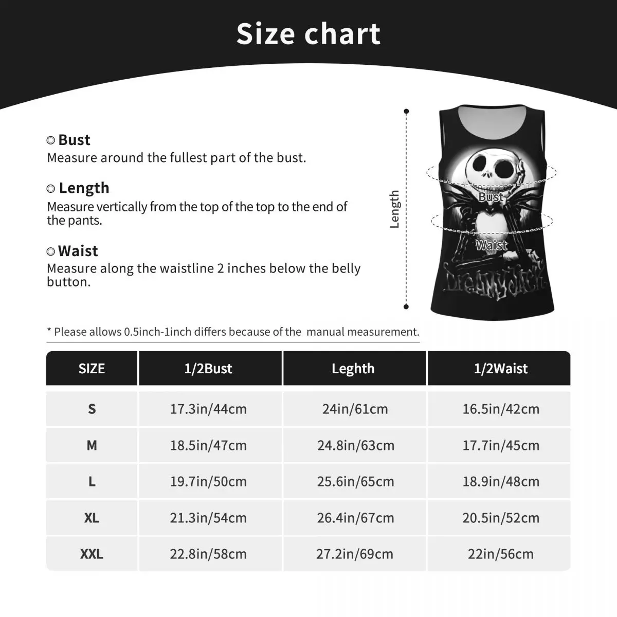 Майка женская быстросохнущая без рукавов с принтом Кошмар перед Рождеством