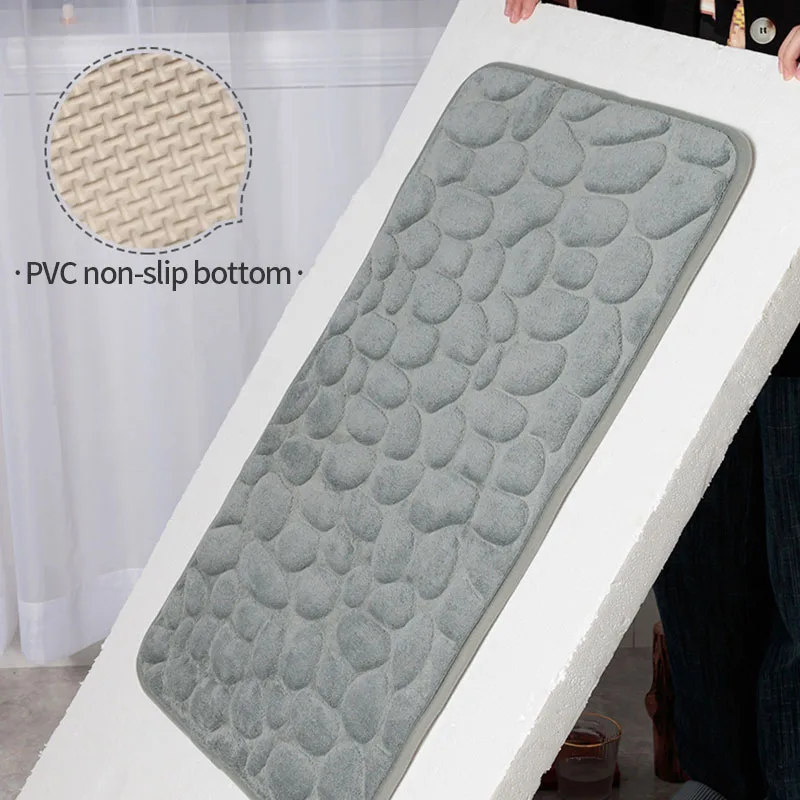 anti slip bath mat cobblestone embossed carpet absorbent floor rug 5080cm memory foam pad for bathroomtoilet entrance door mat free global shipping