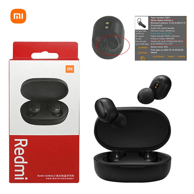 

Xiaomi Redmi Airdots 2 Bluetooth Earphones Wireless Bluetooth Headset with Mic Headphones In Ear Earbuds for Sport Music Outdoor