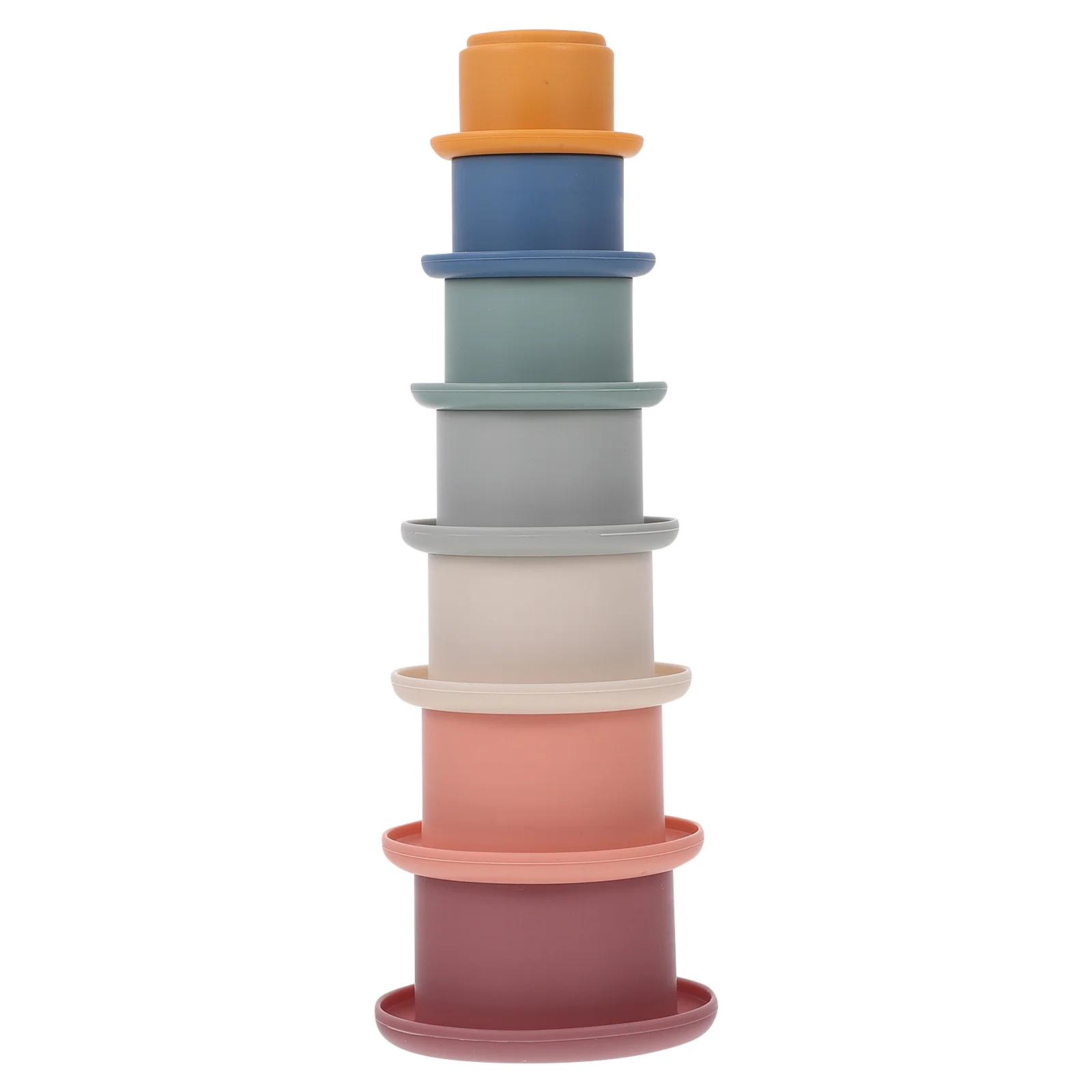 7 Pcs Stacking Cups Mugs Colored Stackable Toy Creative Stacked Silica Gel Silicone Interesting Funny Baby Bathing Plaything
