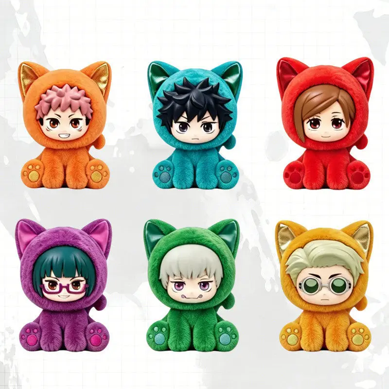 Фото В наличии: Оригинальный коллекционный брелок-подвеска EAKI Jujutsu Kaisen Cat Sitting Party Series (серия Blind Box) — аниме-мерч, игрушка, подарок №3