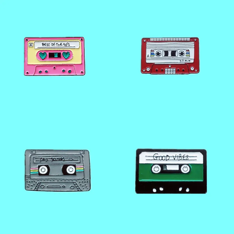 

Cartoon Colored Cassette Brooches Fun Metal Enamel Badges Fashion Lapels Hat Jeans Pins Popular Jewelry Accessories Gift