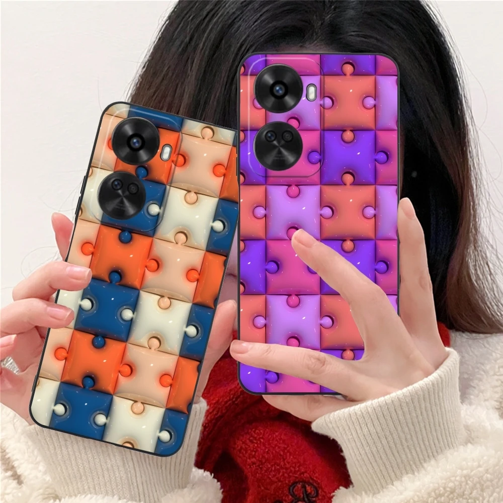 Модный красивый чехол для мобильного телефона Puzzle Huawei Nova 12 11 10 9 8 7 Pro SE 5G черный
