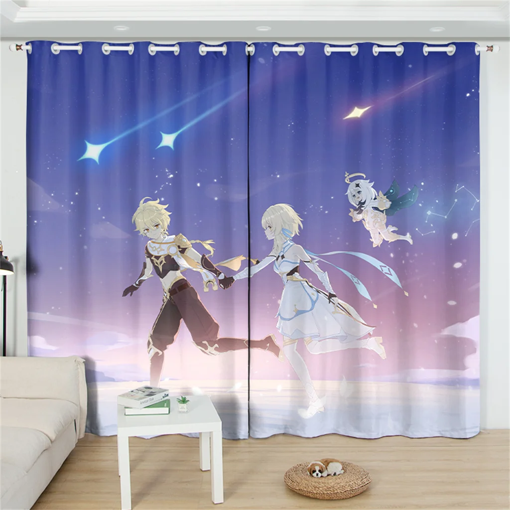 

3D Kazuha Genshin Impact Blackout Curtain 2 Panels Anime Printing Window Drapes For Living Room Cartoon Home Decor Treatments