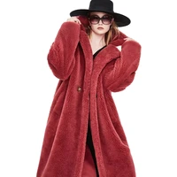 loose lapels lamb wool coat foreign trade womens clothing long pure color plush coat fashion bloggers same street hipster style