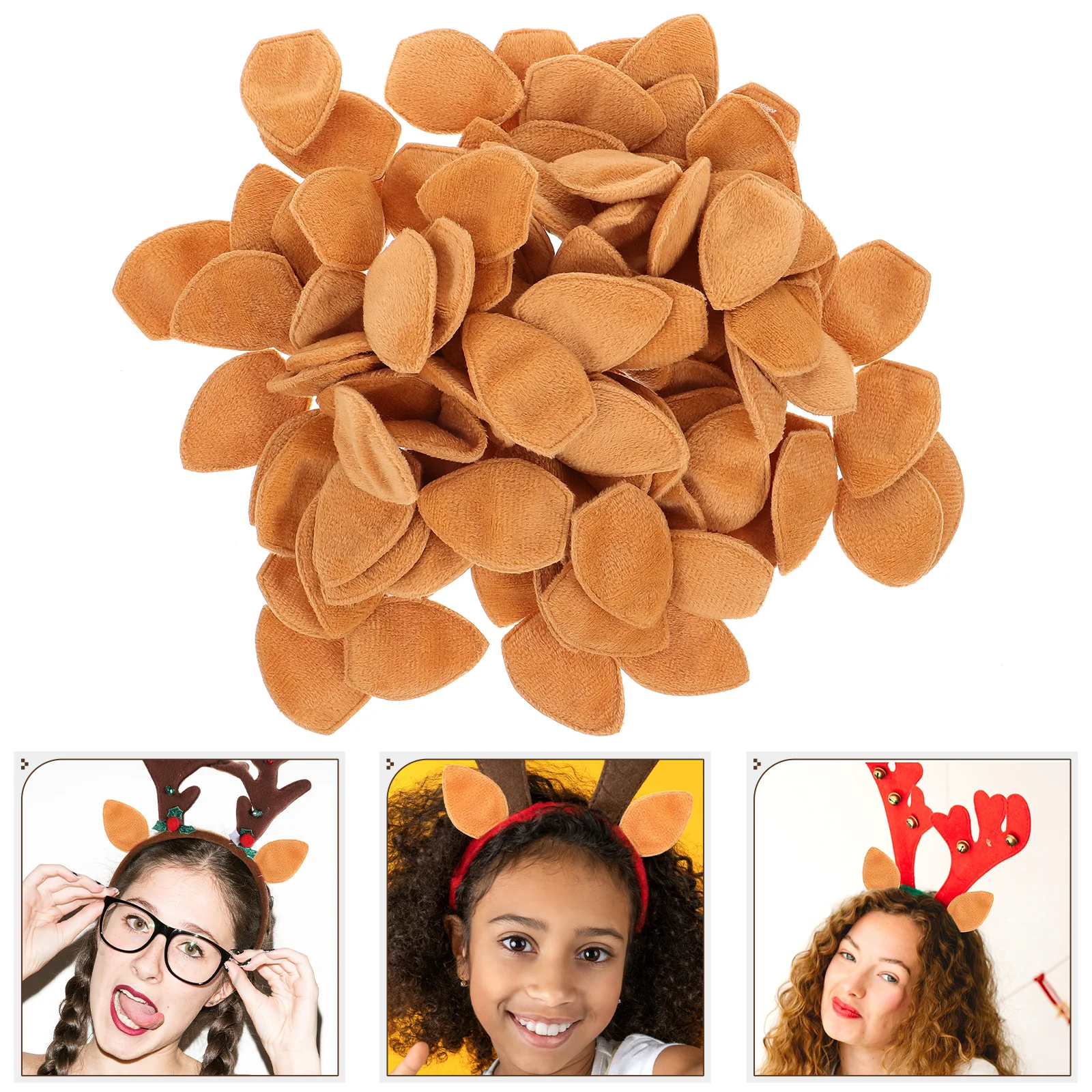 

100 Pcs Clothing Ears Crafts Decor Miniature Miniatures Fabric Deer Accessories