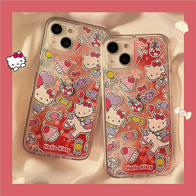 

Funny Cartoon Hello Kitty Quicksand iPhone 13 Pro Max Phone Case iPhone 13 New 12 Silicone 11 Female XS