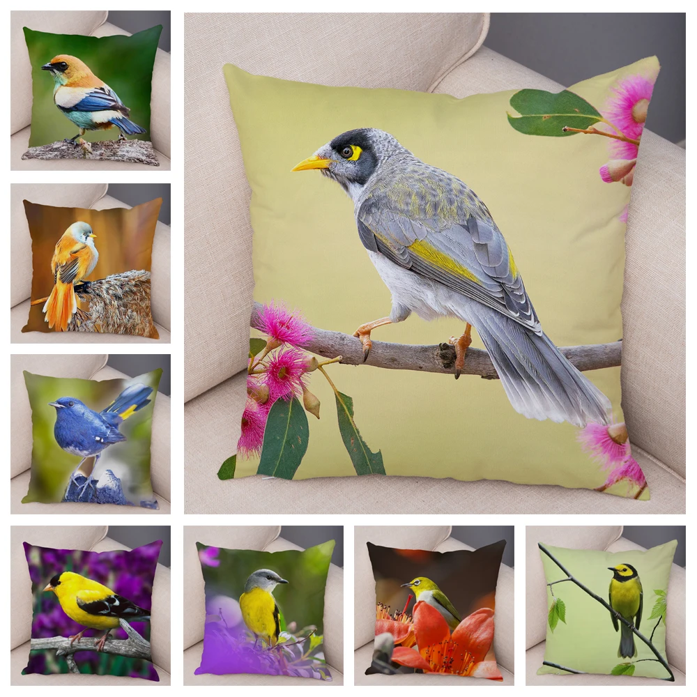 

45x45cm Colorful Flower Bird Pillowcase Decoration Cute Wildlife Polyester Pillowcase Cushion Cover