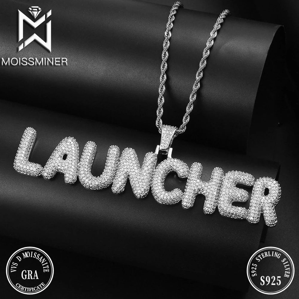 Moissanite Custom Name Letters Necklace For Men S925 Silver Real Diamond Customized Necklaces Women Jewelry Pass Tester