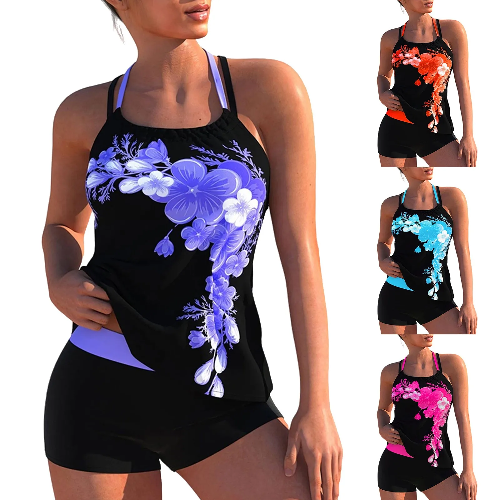 

Женский купальник с разрезом и цветочным принтом