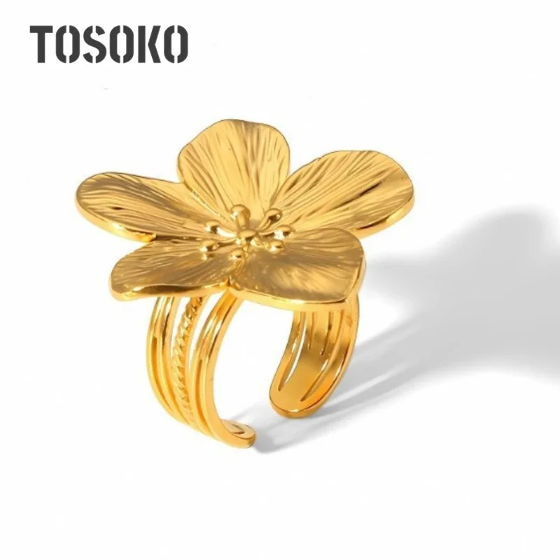 TOSOKO геометрический нерегулярный молоток узор сложенный цветок кольцо ожерелье