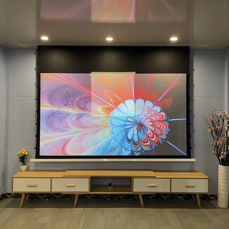 Mivision самый продаваемый Электрический проекционный экран с голосовым управлением с язычком натяжения в потолочном моторизованном экране п...