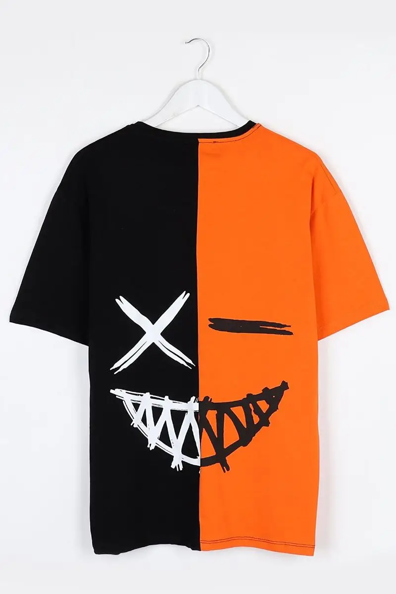 

Orange-black back printed Oversize Unisex Tshirt