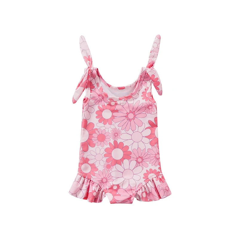 

Bmnmsl Baby Girl Swimming Romper Sleeveless Round Neck Floral Buttons Toddlers Casual Kid Loose Ruffled Bodysuit