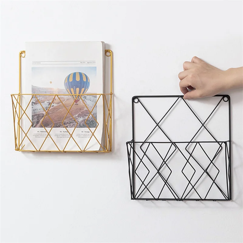 

1PC Modern Iron Wall-mounted Decor Wall Hanging Storage Rack Newspaper Home Bedroom Books Room Magazine Books Display Holder