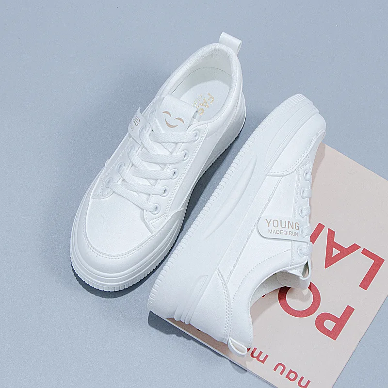 White Shoes Women's 2022 Summer New Ins Korean Version of Students Flat Casual White Shoes Low-top Thick Bottom Shoes Women