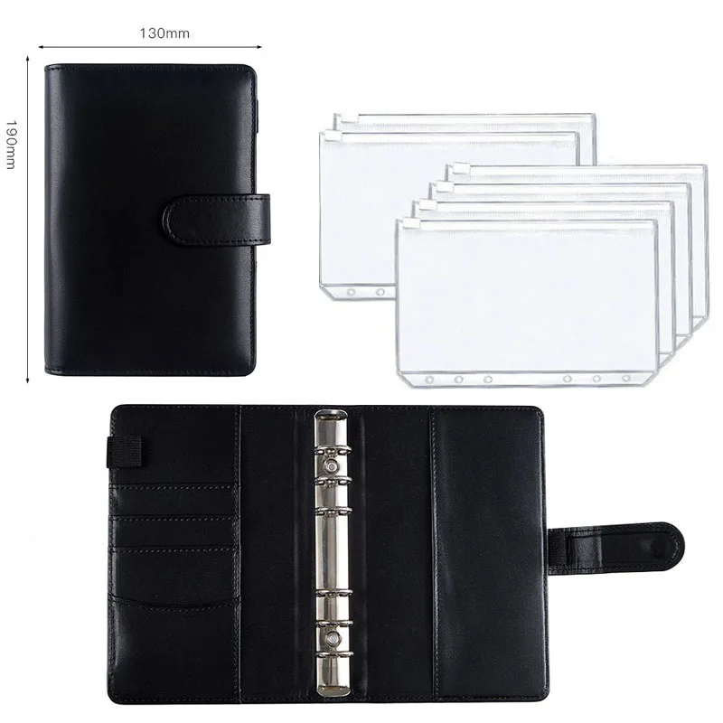 

New Zipper money saving envelope A6 Binder Budget Planner Notebook Bronzing Covers Folder 6 Hole Binder Pockets Plastic Binder