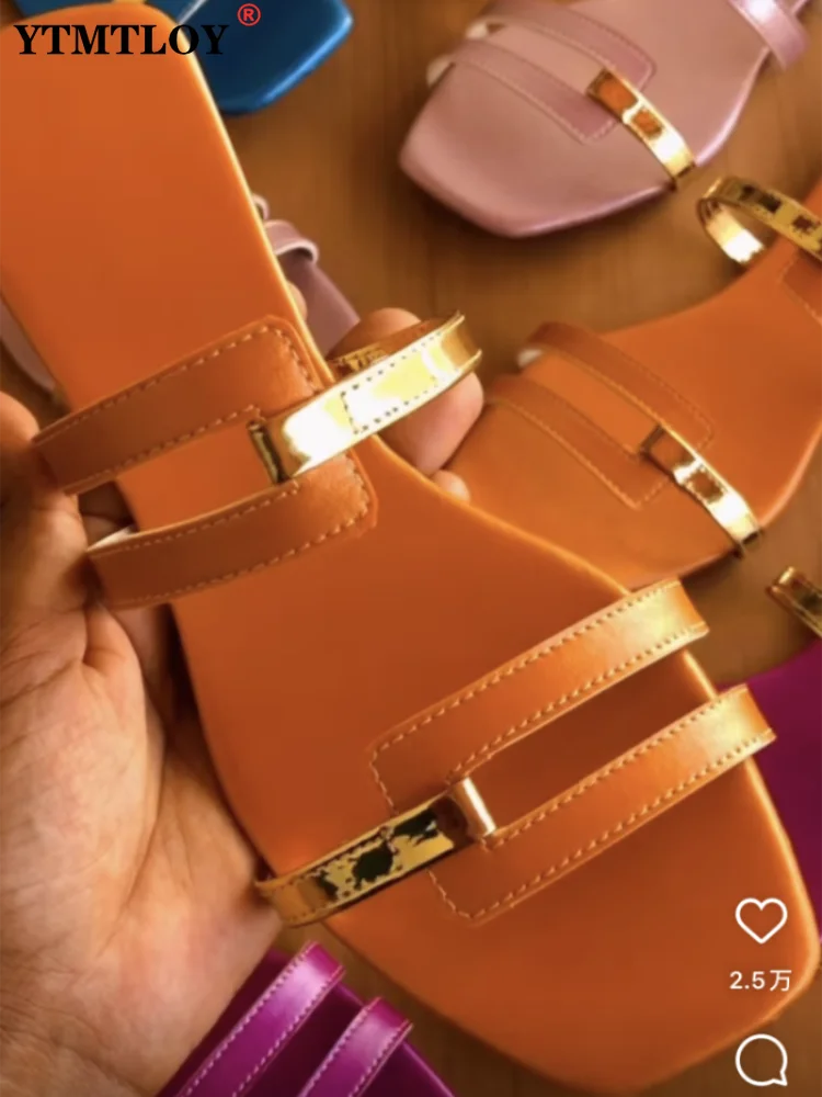 

Женские шлепанцы на плоской подошве, пляжные сандалии в простом стиле для отпуска, дышащие, лето 2022