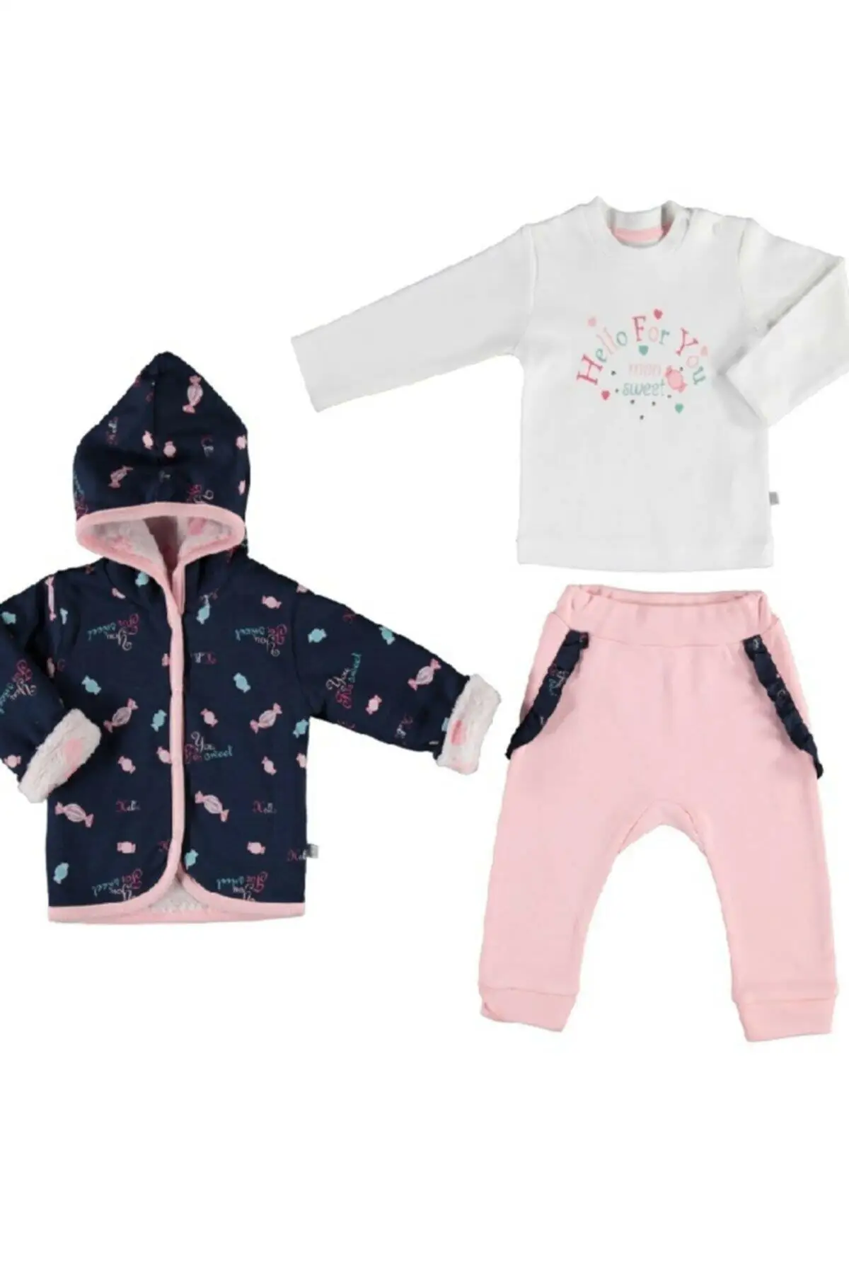 

Sweet Life 3-piece baby suit 73242 pink-navy blue suits clothing